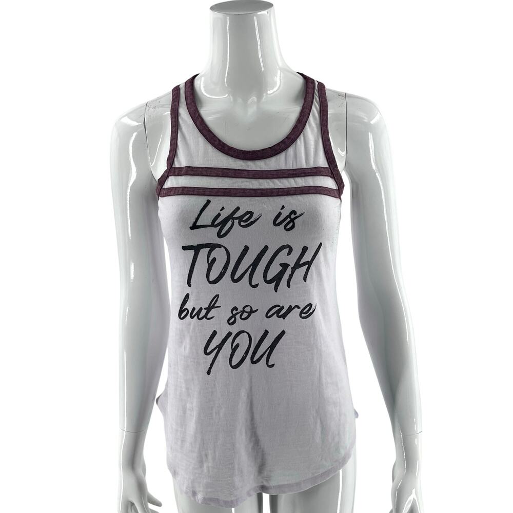 Cold Crush Womens Tank Top XS White Red Burnout Life is Tough So Are You Graphic - Picture 1 of 4